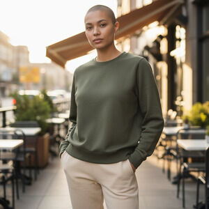 MNG Sweatshirt Womens XS Green Crewneck Pullover‎ Casual Solid Boxy Casual